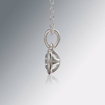 Platinum Tube Solitaire Round Diamond Pendant