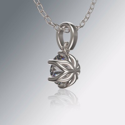 Platinum 6-Claw Solitaire Round Diamond Pendant