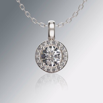 Platinum Halo Round Diamond Pendant