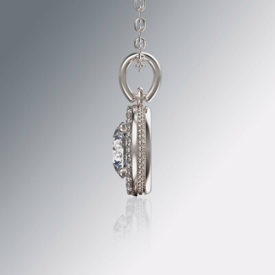 Platinum Halo Round Diamond Pendant