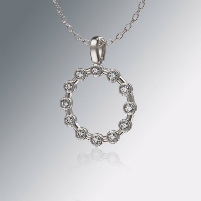 Platinum Circle of Life Tube Diamond Pendant