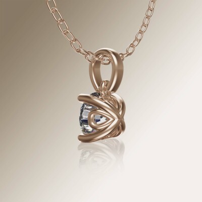 Rose Gold 4-Claw Solitaire Round Diamond Pendant