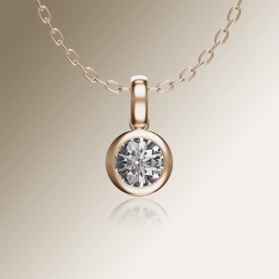 Rose Gold Tube Solitaire Round Diamond Pendant