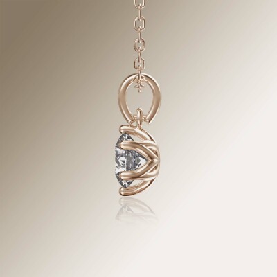 Rose Gold 6-Claw Solitaire Round Diamond Pendant