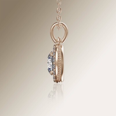 Rose Gold Halo Round Diamond Pendant