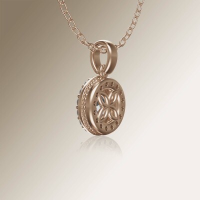 Rose Gold Halo Round Diamond Pendant