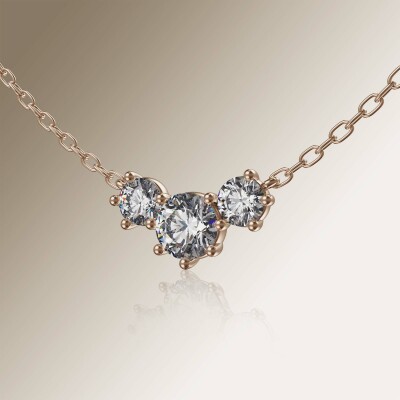 Rose Gold Trilogy Round Diamond Pendant