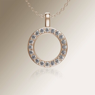 Rose Gold Circle of Life Pin Claw Diamond Pendant