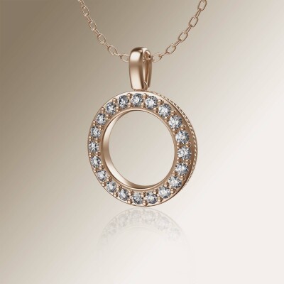 Rose Gold Circle of Life Pin Claw Diamond Pendant