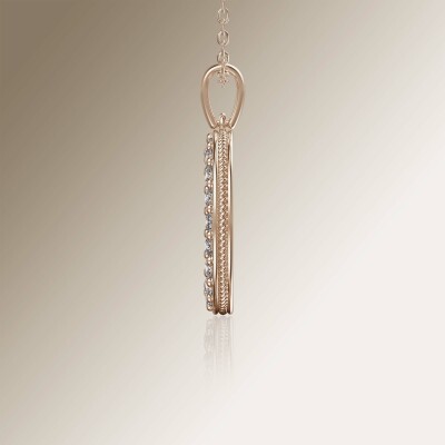 Rose Gold Circle of Life Pin Claw Diamond Pendant