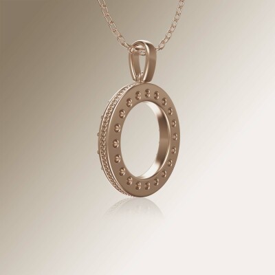 Rose Gold Circle of Life Pin Claw Diamond Pendant