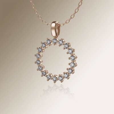 Rose Gold Circle of Life Claw Diamond Pendant