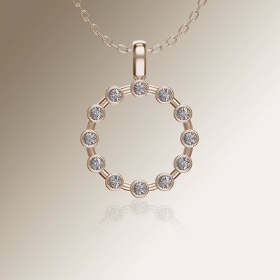 Rose Gold Circle of Life Tube Diamond Pendant