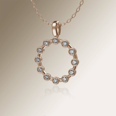 Rose Gold Circle of Life Tube Diamond Pendant