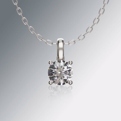 White Gold 4-Claw Solitaire Round Diamond Pendant