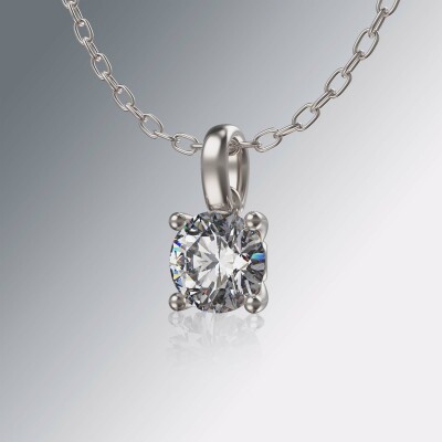 White Gold 4-Claw Solitaire Round Diamond Pendant