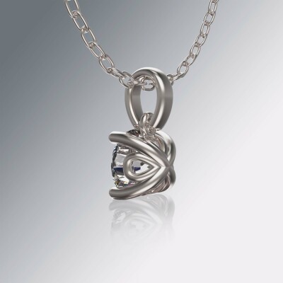 White Gold 4-Claw Solitaire Round Diamond Pendant