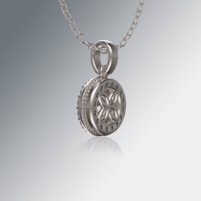 White Gold Halo Round Diamond Pendant
