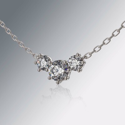 White Gold Trilogy Round Diamond Pendant