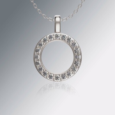White Gold Circle of Life Pin Claw Diamond Pendant