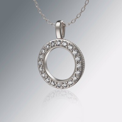 White Gold Circle of Life Pin Claw Diamond Pendant