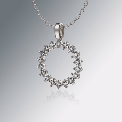 White Gold Circle of Life Claw Diamond Pendant