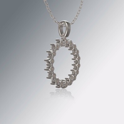 White Gold Circle of Life Claw Diamond Pendant