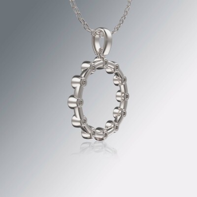 White Gold Circle of Life Tube Diamond Pendant