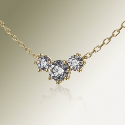 Yellow Gold Trilogy Round Diamond Pendant