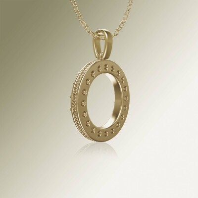 Yellow Gold Circle of Life Pin Claw Diamond Pendant