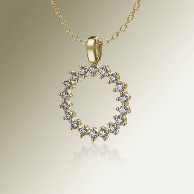 Yellow Gold Circle of Life Claw Diamond Pendant