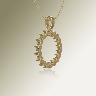 Yellow Gold Circle of Life Claw Diamond Pendant