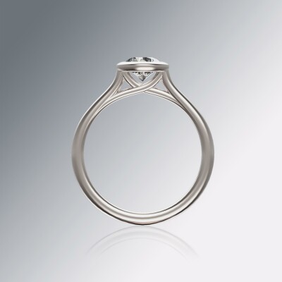 Platinum Tube Solitaire Round Diamond Ring