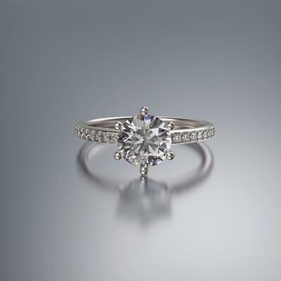Platinum 6-Claw Round Diamond Ring