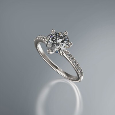 Platinum 6-Claw Round Diamond Ring