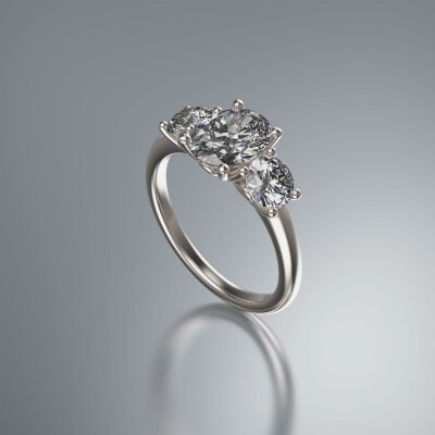 Platinum Trilogy Oval Diamond Ring