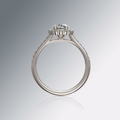Platinum Halo Oval Diamond Ring