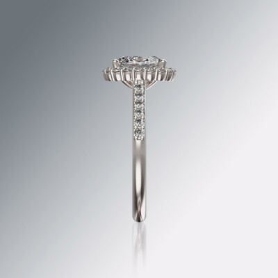 Platinum Halo Oval Diamond Ring