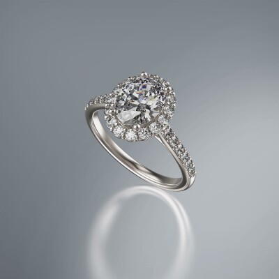 Platinum Halo Oval Diamond Ring