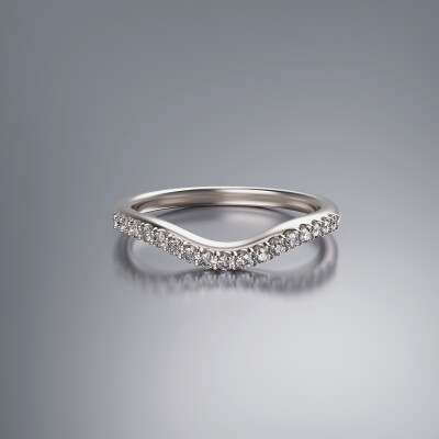 Platinum Pin Claw Curved Eternity Diamond Ring