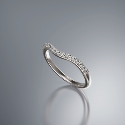 Platinum Pin Claw Curved Eternity Diamond Ring