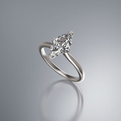 Platinum 4-Claw Solitaire Marquise Diamond Ring