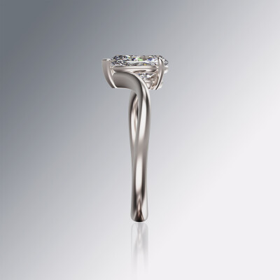 Platinum 3-Claw Solitaire Pear-Shaped Diamond Ring