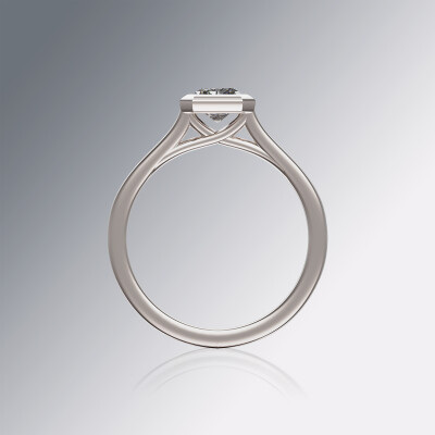 Platinum Tube Solitaire Radiant Cut Diamond Ring