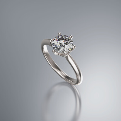 Platinum 6-Claw Solitaire Diamond Ring