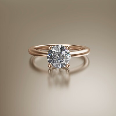 Rose Gold 4-Claw Solitaire Round Diamond Ring