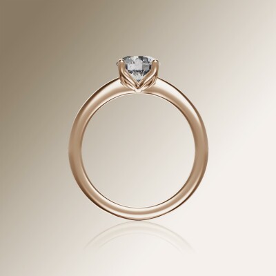 Rose Gold 4-Claw Solitaire Round Diamond Ring