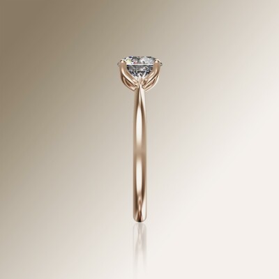 Rose Gold 4-Claw Solitaire Round Diamond Ring