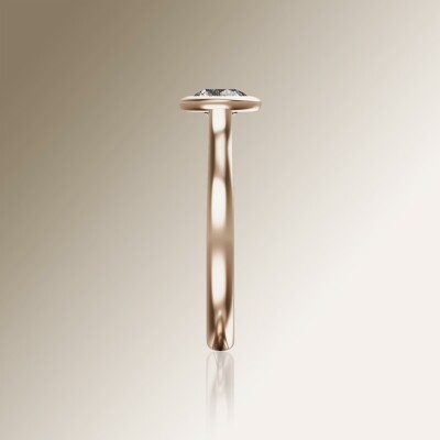 Rose Gold Tube Solitaire Round Diamond Ring