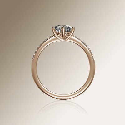 Rose Gold 6-Claw Round Diamond Ring